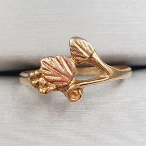 10k Solid Yellow & Rose Gold Grapevine Ring Leaf Ring Real Gold Ring